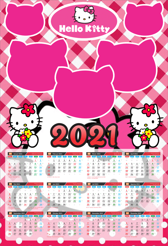 12 Month Free Printable Hello Kitty Calendar 2024 - Nonah Annabela